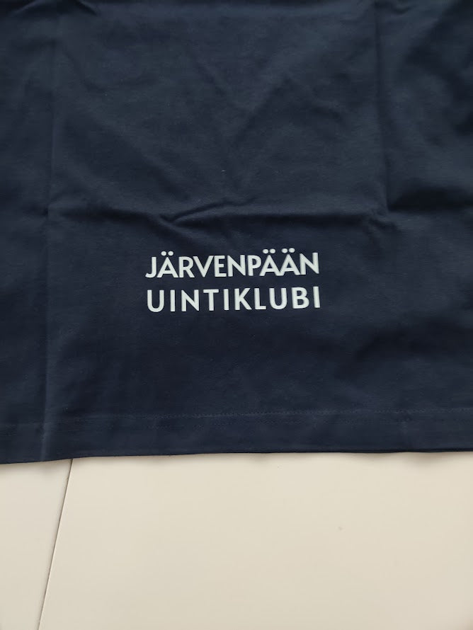 Järvenpään Uintiklubi / Unisex puuvillainen t-paita seuran logoilla, tummansininen